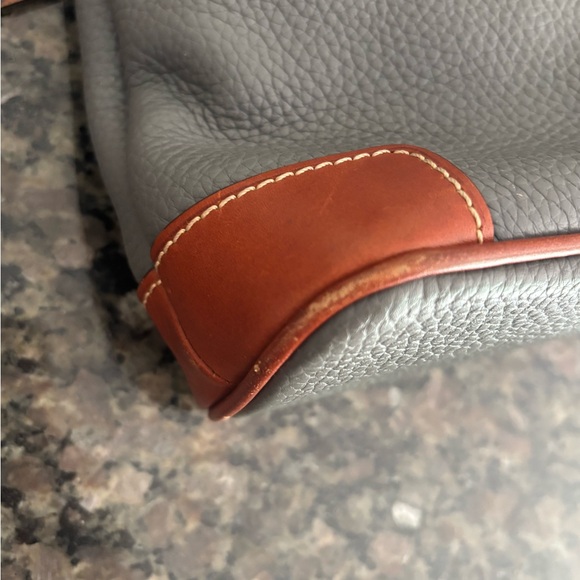 Dooney & Bourke Gray Leather Crossbody Bag with Brown Trim - Picture 5 of 9